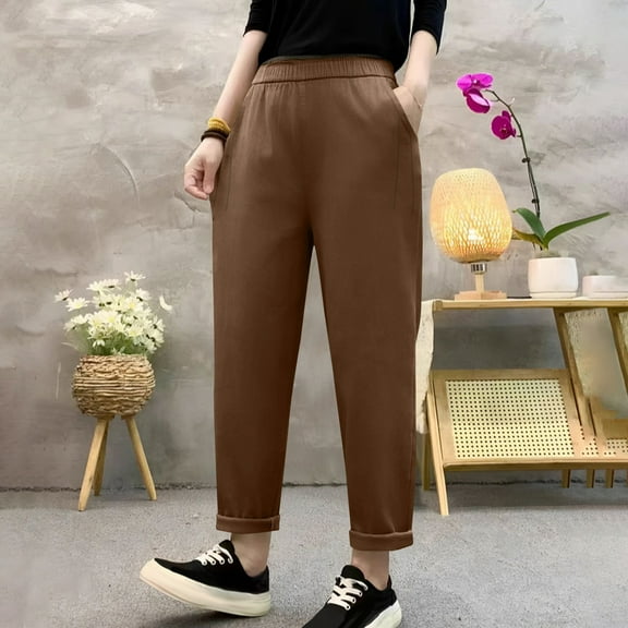 Roncen Women's Casual Harem Pants - High Waist Loose Fit Trousers with Petite Sizing for Comfortable Style