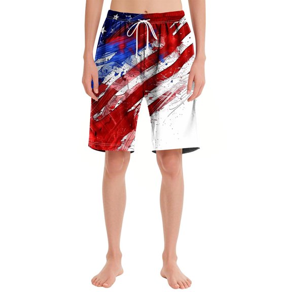 Roncen Women's Casual Mid-Length Lounge Shorts - Elastic DNatural​​string Waist Sporty Shorts with Side Pockets for Home & Outdoor Wear