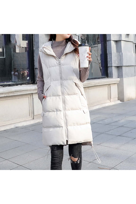 Women's Casual Quilted Vest Mid-Long - Loose Fit Lightweight Puffer Jacket with Zip Front & Functional Pockets - Stylish Outerwear for Winter