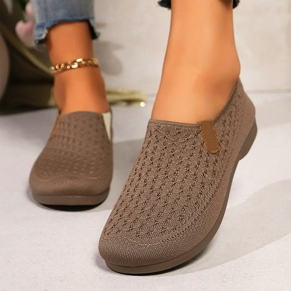 Roncen Women's Casual Slip-On Flats - Comfortable Round Toe Leisure Shoes with Easy On Design for Daily Wear