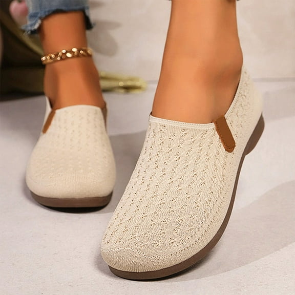 Roncen Women's Casual Slip-On Flats - Comfortable Round Toe Leisure Shoes with Easy On Design for Daily Wear