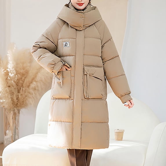 Roncen Women's Casual Solid Color Long Sleeve Hooded Coat - Lightweight Warm Winter Jacket with Zip Up Design, Cozy Pullover Parka for Outdoor Activities