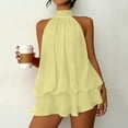 thumbnail image 1 of Roncen Women's Chiffon Halter Drop Waist Wedding Guest Dresses Ruffle Summer Mini Dress Brunch Outfits, 1 of 7