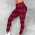 thumbnail image 1 of Roncen Women's Christmas Plaid Print Leggings - Stretchy Elastic Waist Fitness Running Casual Pants with Full-Length Design for Workouts & Daily Wear, 1 of 9
