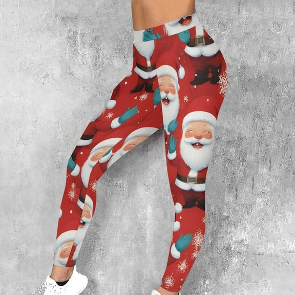 Roncen Women's Christmas Printed Leggings - Stretch Fitness Running Pants with Elastic Waistband, Comfortable & Breathable for Workout & Casual Wear