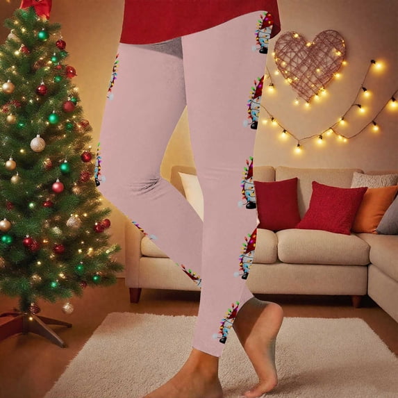 Roncen Women's Christmas Printed Leggings - Stretchy Fitness Running Pants with Elastic Waist for Workout & Casual Use