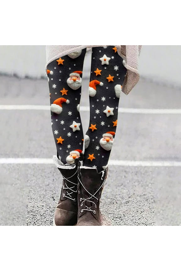 Women's Christmas Printed Yoga Leggings - Fashionable Casual Stretchy Pants for Workouts & Holiday Season