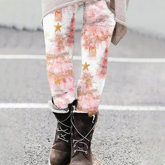 Roncen Women's Christmas Printed Yoga Leggings - Stretchy High-Waisted Casual Pants for Holiday & Workout