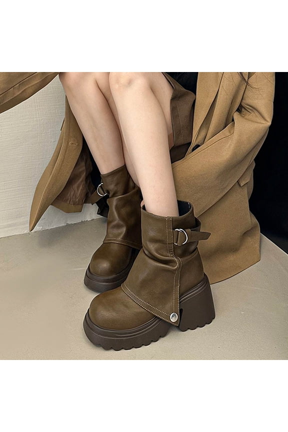 Women's Chunky Heel Ankle Boots - French Style Square Toe Casual Versatile Martin Boots with Edgy Stylish Design