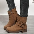 thumbnail image 1 of Roncen Women's Chunky Heel Boots - Lace-Up Mid Calf with Adjustable Straps for Autumn Winter Wear, 1 of 8