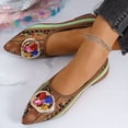 thumbnail image 1 of Roncen Women's Ethnic Style Fashion Casual Flats - Stylish Round Toe Slip on Low Cut Ballet Shoes with Colorful Rhinestones, Breathable Work Flats for Daily Wear, 1 of 8