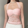 thumbnail image 1 of Roncen Women's European & American Sexy Lace Gathered Halter Neck Vest Top - Strapless Blouse, 1 of 6