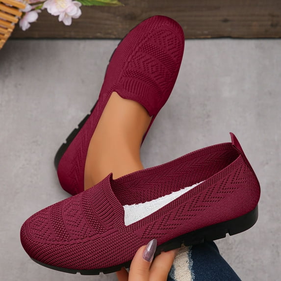 Roncen Women's Fashion Casual Breathable Mesh​​ Mesh Slip-On Loafers - Solid Color Pointed Toe Flats with Low Cut Design for Easy Wear