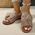 thumbnail image 1 of Roncen Women's Fashion Casual Flat Sandals - Spring Summer New Arrivals Solid Color Bow Design Comfortable Open Toe Versatile Outdoor Beach Sandals, 1 of 9