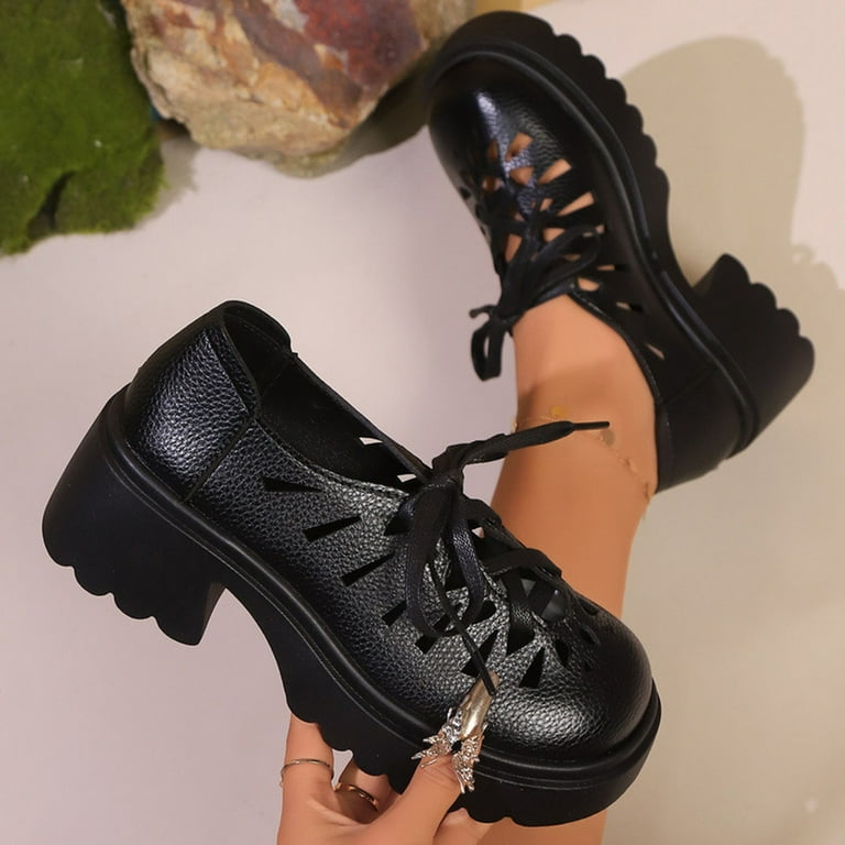 Roncen Women's Fashion Casual Lace-up Oxford Shoes Perforated