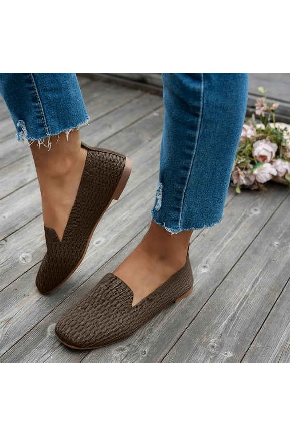 Women's Fashion Casual Slip-On Flats - New Style Breathable Low-Cut Solid Color Work Shoes with Easy Slip-On Design for Comfortable Wear