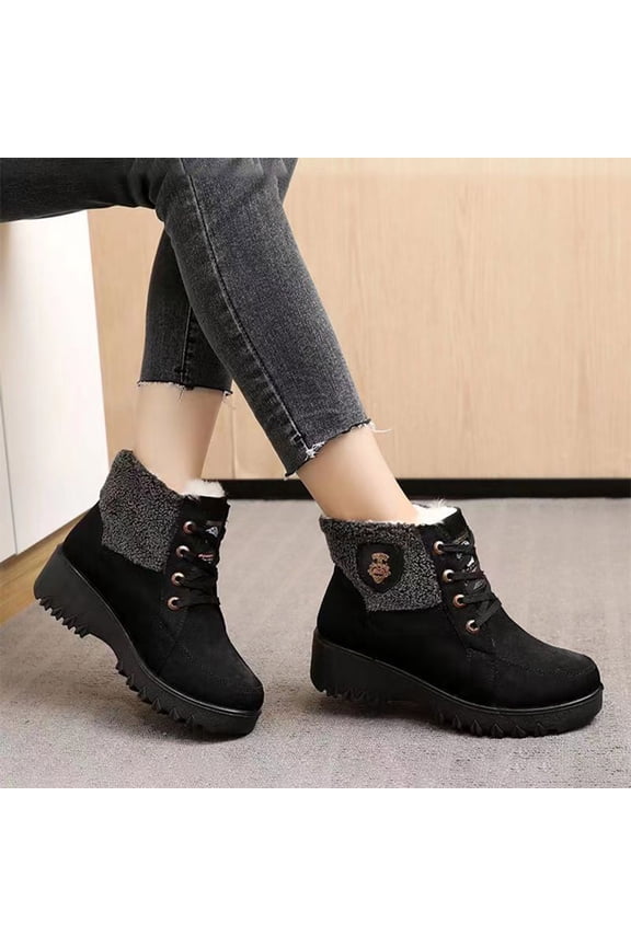 Women's Fashion Casual Snow Boots - Thick Warm Winter Cute Chic Versatile Trendy Slip-Resistant Cold Weather Boots with Plush Lining