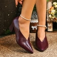 thumbnail image 1 of Roncen Women's Fashion Casual Solid Color Leather Pointed Toe Slip-On Dress Shoes - All-Season Wear Round Toe Chunky Heel Pumps with Textured Surface, 1 of 8