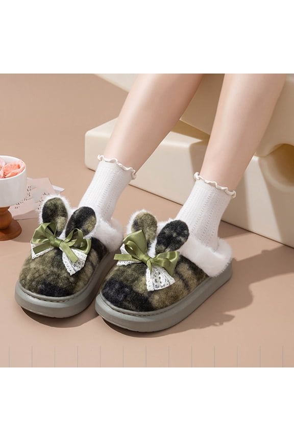 Women's Fashion Platform Slippers with Bowknot Design - Thick Sole Flat Slip-On Sandals for Outdoor and Home Use, Trendy Fall Winter House Shoes, Comfortable Casual Slide Sandals