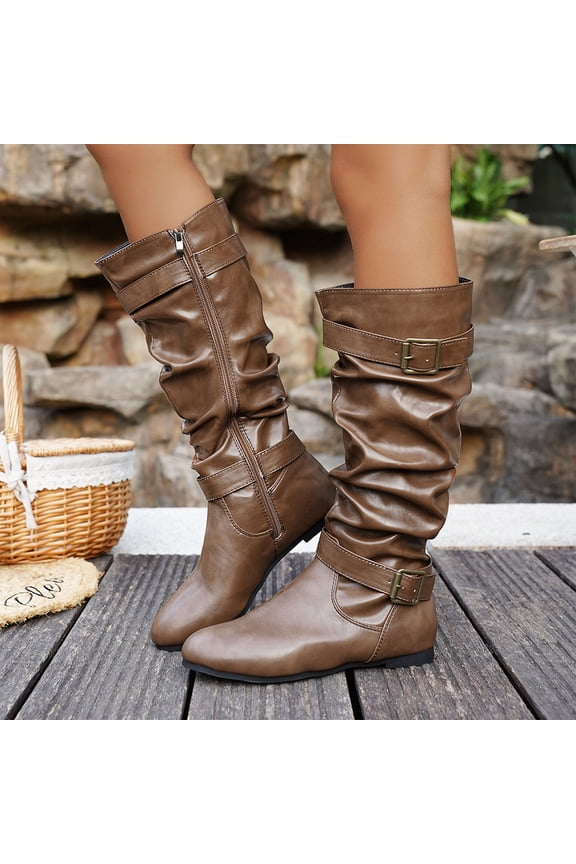 Women's Flat Knee High Winter Boots - Fashion Casual Versatile Trendy Chic Knee High Boots with Comfortable Warm Fit for Daily Wear