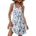 thumbnail image 1 of Roncen Women's Floral Print Casual Dress - Sleeveless Round Neck Short Loose Fit Plus Size Summer Dress for Daily Wear, Breathable A-Line Mini Dress with Flowy Design, 1 of 6
