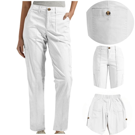 Roncen Women's High Waisted Casual Pants Straight Leg Stretchy Business Dress Work Pull On Trousers Lightweight Hiking Pant