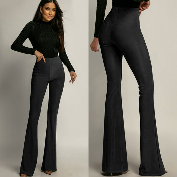 Roncen Women's High-Waisted Wide-Leg Pants - Solid Color Relaxed Fit Trousers for Casual Outfits & Everyday Comfort