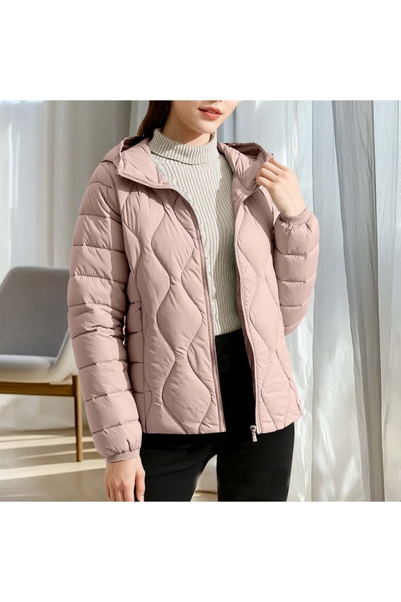 Women's Hooded Lightweight Down Jacket - Casual Warm Thin Puffer Coat for Everyday Comfort and Outdoor Use
