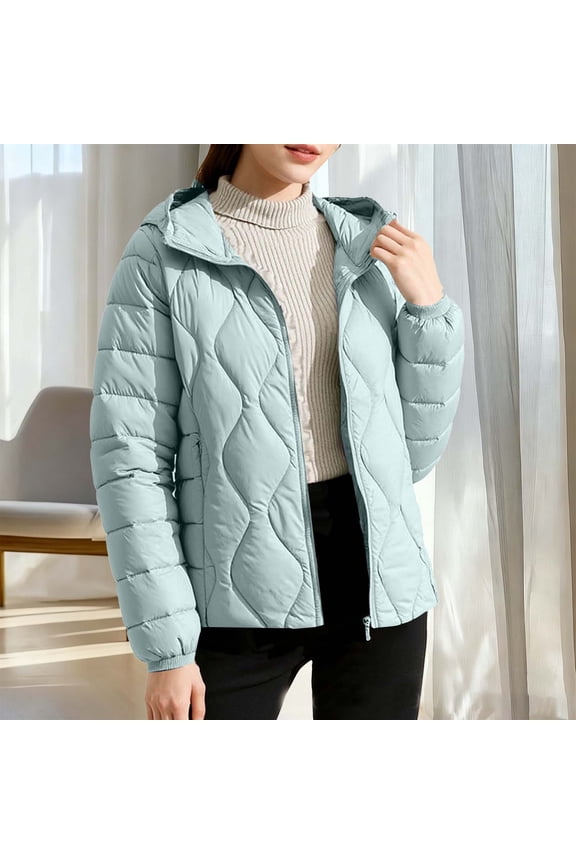 Women's Hooded Lightweight Down Jacket - Casual Warm Thin Puffer Coat for Everyday Comfort and Outdoor Use