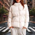 thumbnail image 1 of Roncen Women's Hooded Puffer Jacket with Drawstring Waist, Loose Fit Warm Insulated Winter Coat, Casual Outerwear, 1 of 6