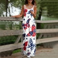 thumbnail image 1 of Roncen Women's Independence Day Print Jumpsuit - Sleeveless Strappy High Waist Wide Leg Romper with Pockets, 1 of 5
