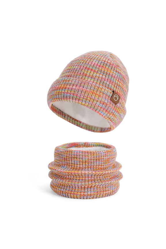 Women’s Knit Hat and Neck Warmer Set, Fleece Lined Adjustable Ear Flap Beanie with Leather Patch, Warm Winter Set in Assorted Colors