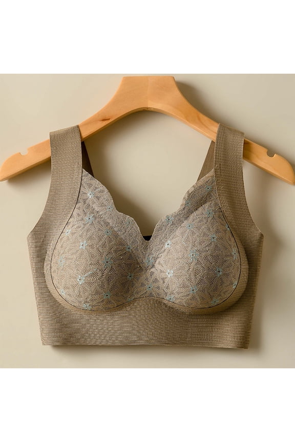 Women's Lace Seamless No Steel Ring Gathered Breathable Vest-Style Bra - Daily Lingerie