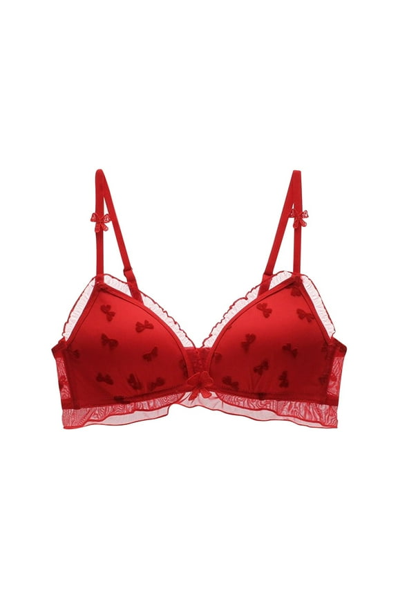 Women's Lace Sexy Bowknot No Steel Ring Gathered Breathable Bra - Daily Lingerie