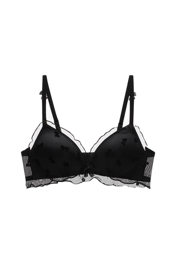 Women's Lace Sexy Bowknot No Steel Ring Gathered Breathable Bra - Daily Lingerie