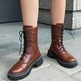 thumbnail image 1 of Roncen Women's Lace-Up Ankle Boots Low Heel Round Toe - Edgy British Style Casual Booties for Fall Winter, Trendy Chic Versatile Design with Sweet & Cool Aesthetic, 1 of 8