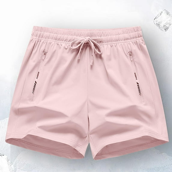 Roncen Women's Letter-Printed Casual Shorts - High-Waisted Elastic Waist with Zippered Pockets & Adjustable Tie-Waist Design