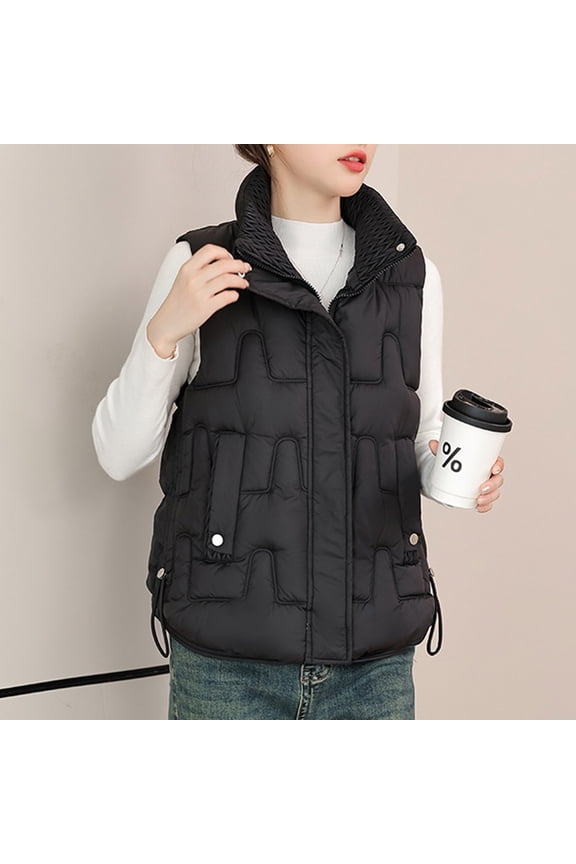 Women's Lightweight Down Vest - Stand Collar Sleeveless Slim Fit Waistcoat - Zip Front Lightweight Warm Puffer Gilet with Side Pockets