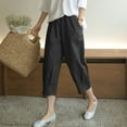 thumbnail image 1 of Roncen Women's Linen Harem Pants - High Waist Wide Leg Cropped Casual Trousers with Relaxed Fit & Breathable Fabric, 1 of 6