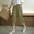 thumbnail image 1 of Roncen Women's Linen Harem Pants - High Waist Wide Leg Cropped Casual Trousers with Relaxed Fit & Breathable Fabric, 1 of 6