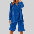 thumbnail image 1 of Roncen Women's Linen Set - V-Neck Button-Up Shirt & Drawstring Shorts for Summer Casual, 1 of 9