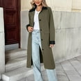 thumbnail image 1 of Roncen Women's Long Casual Jacket - Contrast Color Oversized Buttoned Pockets Long Coat - Denim Zip Up Outerwear with No Hood Long Sleeve Style, 1 of 8