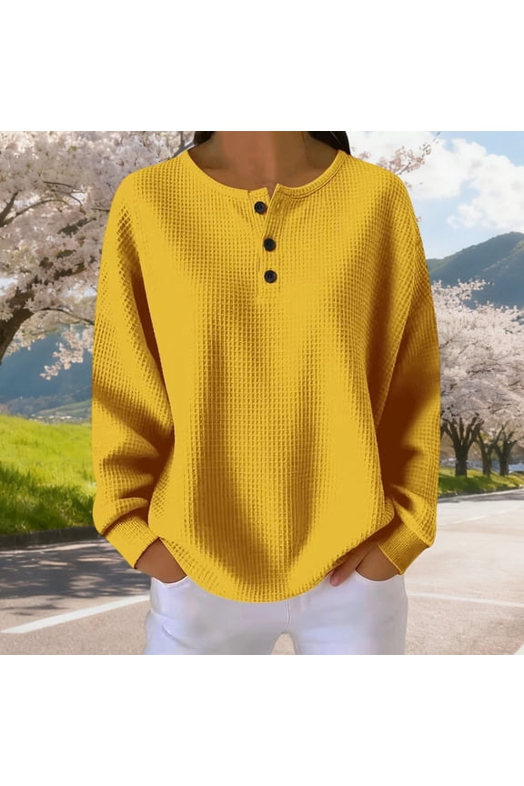 Women's Long Sleeve Shirts Spring Fashion Trendy Tops Crewneck Knit Basic Sweaters