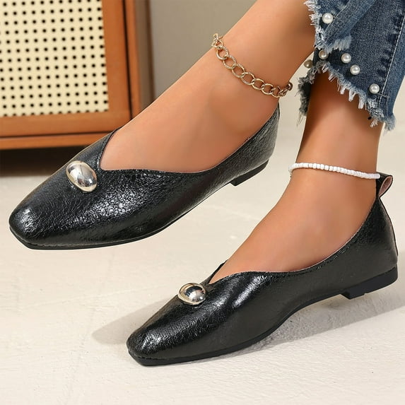 Roncen Women's Casual Mary Jane Flats - Retro French Style Soft Sole Low Cut Ballet Shoes with Lightweight Design for Everyday Chic and Comfort