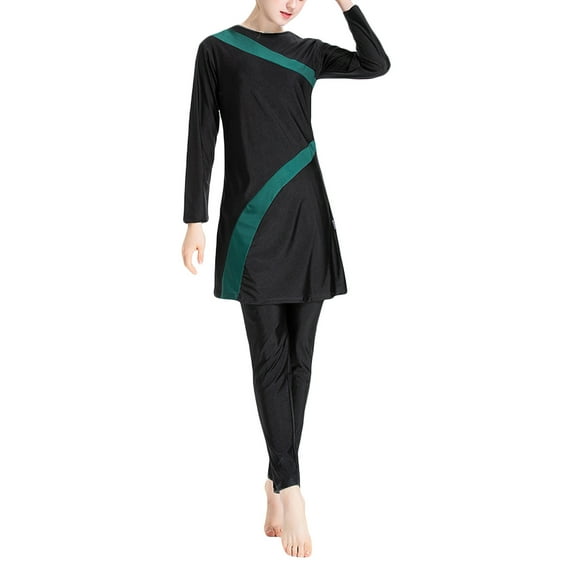 Roncen Women's Muslim Sportswear Set - 3-Piece Modest Outfit with Solid Color Design, Southeast Asian Inspired Loose-Fit Activewear for Conservative Casual Wear