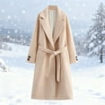 thumbnail image 1 of Roncen Women's Notch Lapel Collar Pea Coat Long Sleeve Casual Fall Winter Long Overcoat with Belt, 1 of 5
