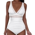 thumbnail image 1 of Roncen Women's One Piece Swimsuits Tummy Control Bathing Suits V Neck Ruched Push Up Halter Slimming Summer Swimwears, 1 of 8
