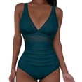 thumbnail image 1 of Roncen Women's One Piece Swimsuits Tummy Control Bathing Suits V Neck Ruched Push Up Halter Slimming Summer Swimwears, 1 of 8