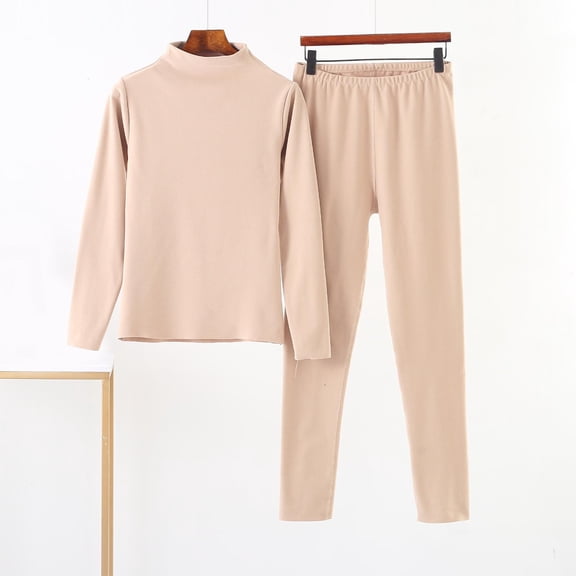 Roncen Women's Pajama Set, Soft Velour Mock Turtleneck Long Sleeve Loungewear, Solid Color Thermal Sleepwear for Women