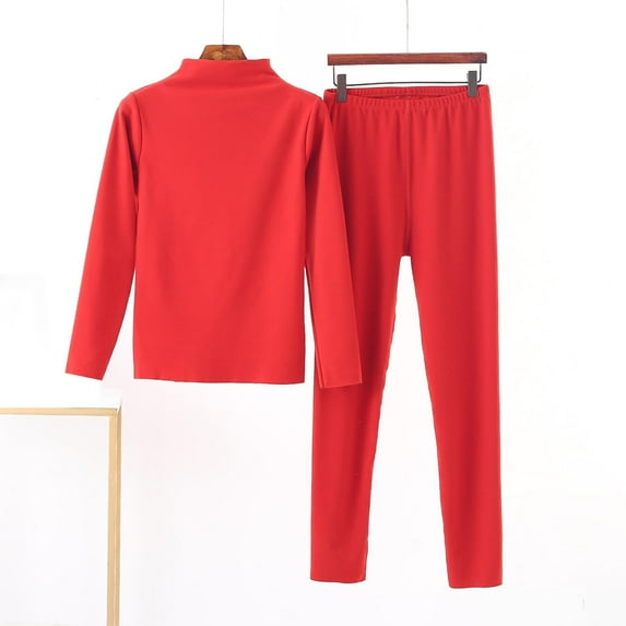 Roncen Women's Pajama Set, Soft Velour Mock Turtleneck Long Sleeve Loungewear, Solid Color Thermal Sleepwear for Women